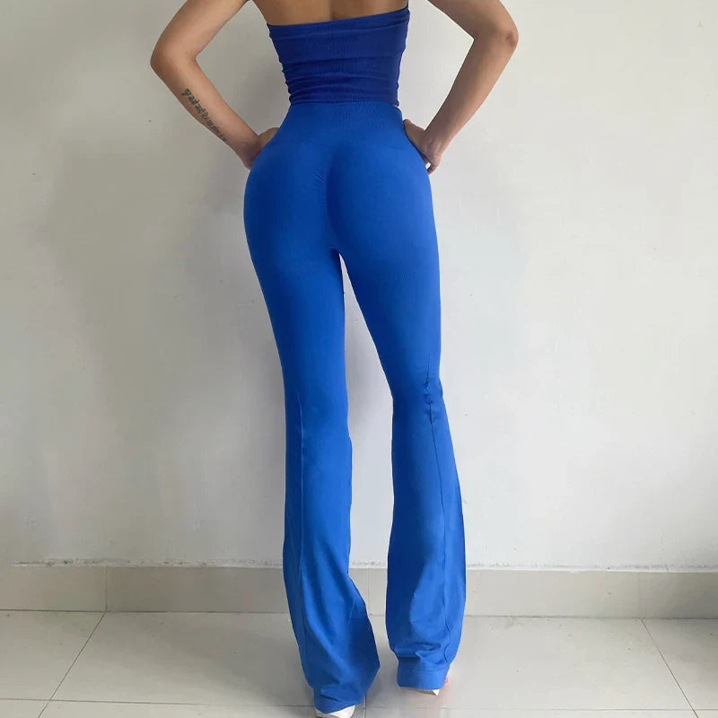 Fast-drying High-waisted Yoga Bell-bottoms Tight-fitting Long-legged Stretch Leggings Hip-lift Running Slimming Athletic Pants
