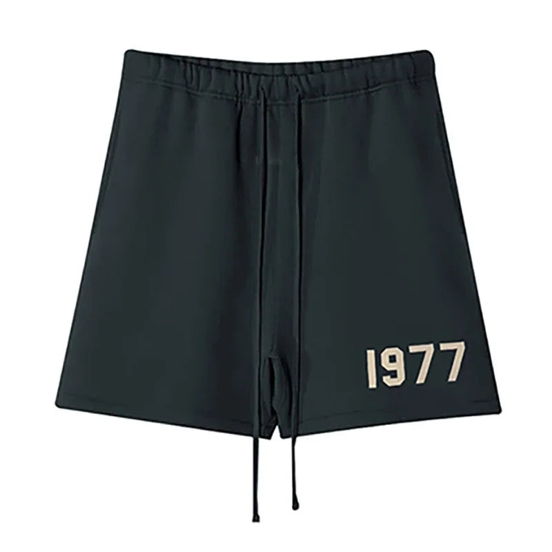 Men's 1977 Summer Streetwear Basketball Casual Cotton Shorts Gym Fitness Sports Running Workout Jogger Short Pants Sweatpants
