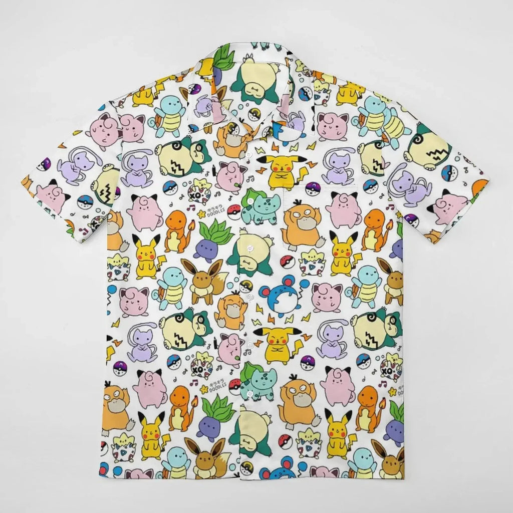 Summer Men's Shirt Cute Animal Print Short Sleeve Shirt Open button Lapel Men's Top Comfortable Casual Men's Shirts