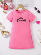 Girl's summer casual A-line dress with letter print | Machine washable, perfect for spring and summer outings
