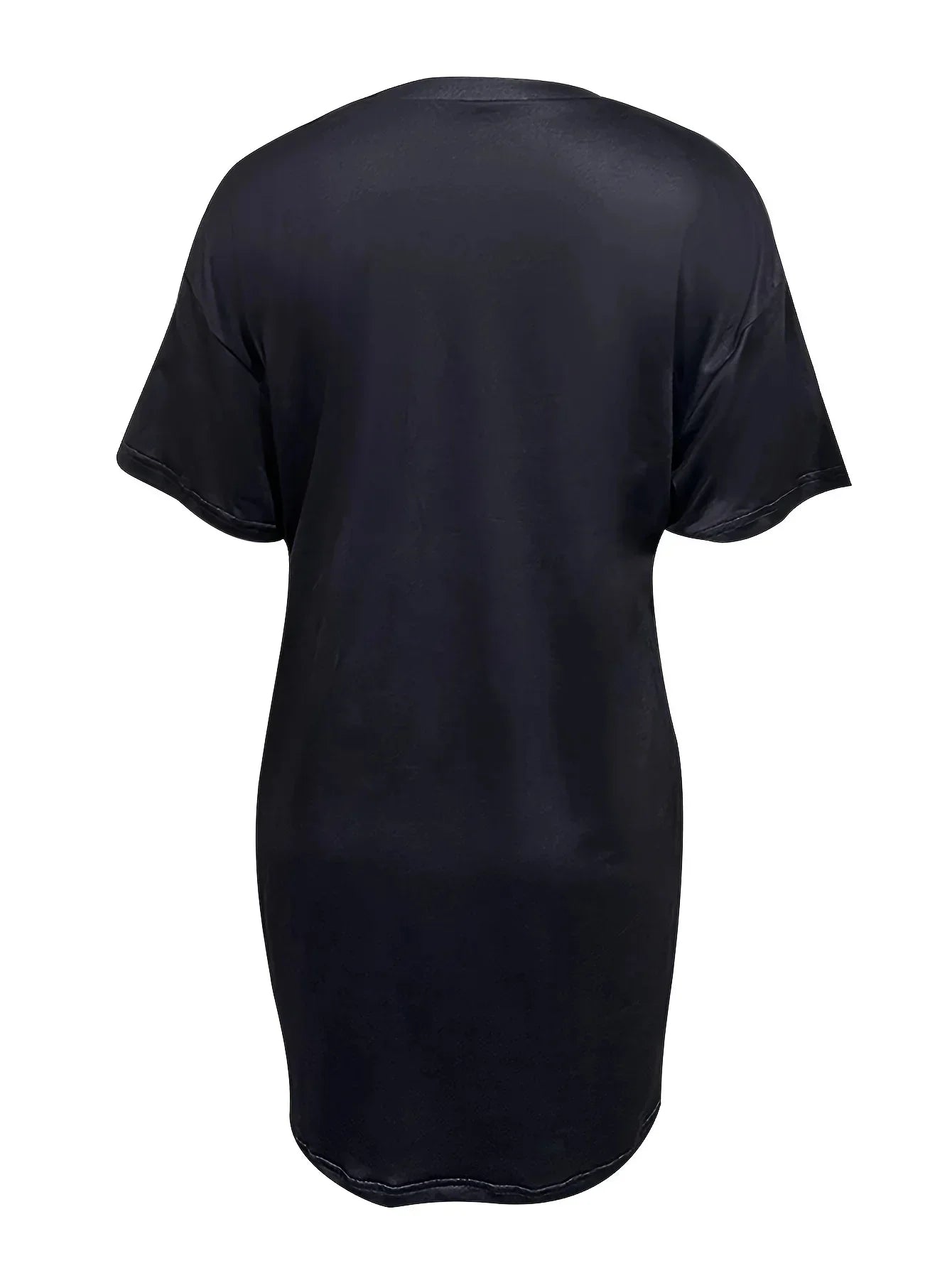 Women's Summer Casual Queen Print Loose Size Round Neck Short Sleeve T-shirt Dress