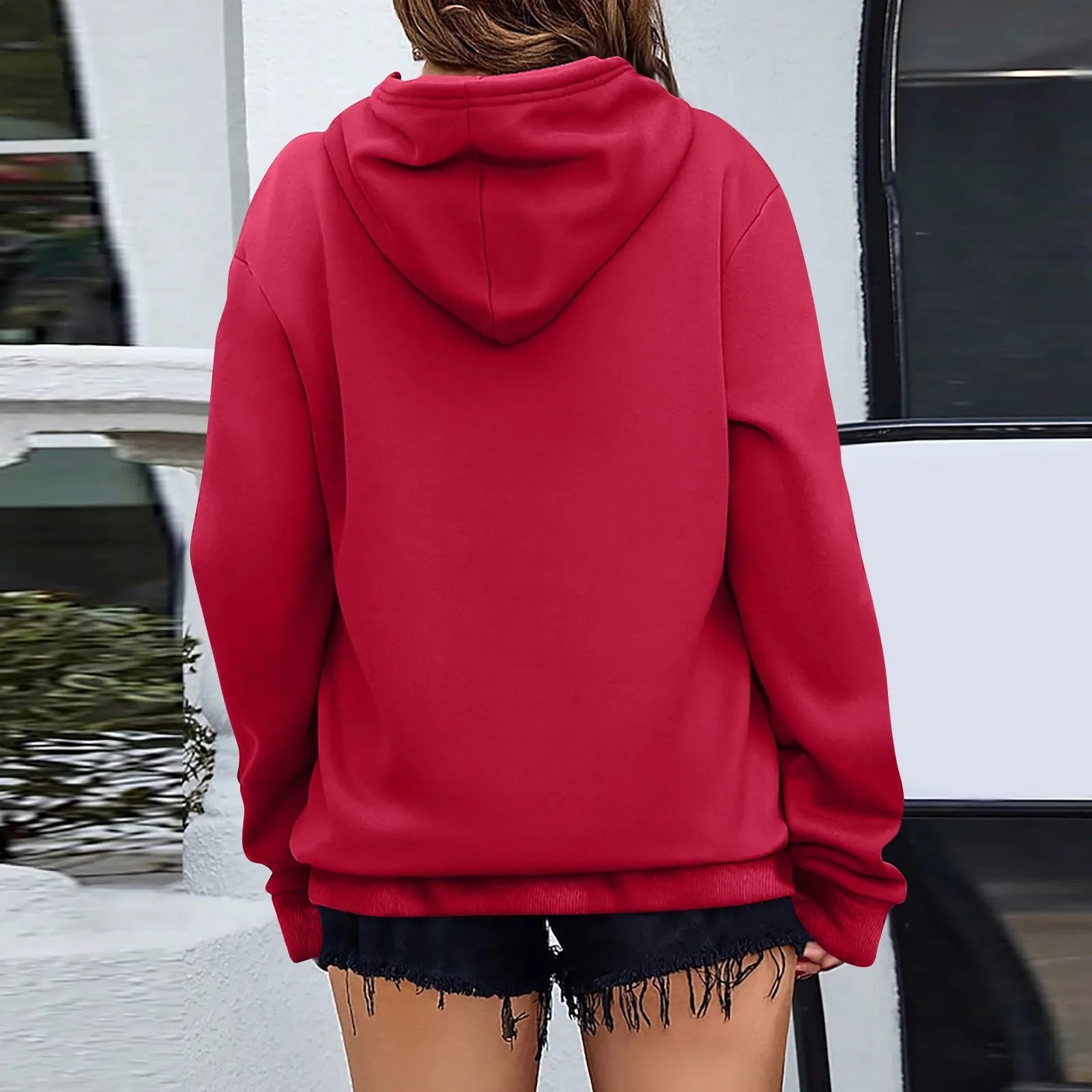 y2k Solid Minimalist Women's Hoodie, Long Sleeve With Pocket Casual Daily Wear 2024 Women Hoodies Autumn Sudadera de mujer