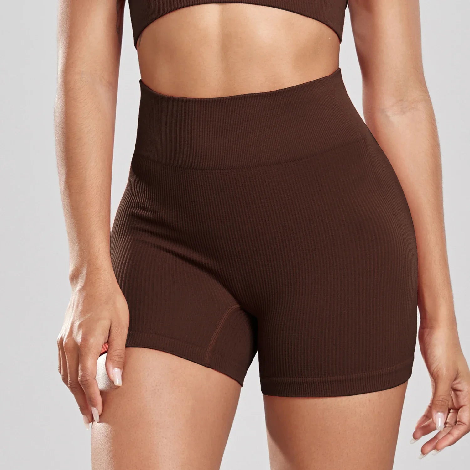 Women's Solid Color High Waist Simple Yoga Fitness Daily Ribbed Sports Cycling Leggings