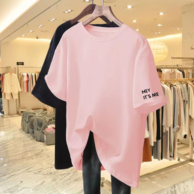 Women Clothing Basic T-shirt Summer 100 Cotton Casual Solid Korean Fashion Tops Simple All-match Loose Tees