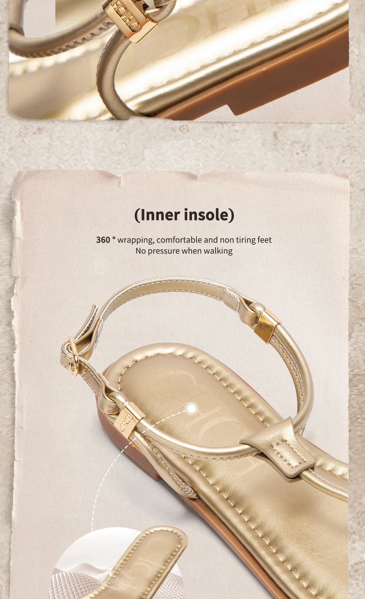 CHCH Women's Flat Sandals Summer Minimalist Toe Beach Shoes Vacation Outdoor