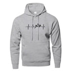 Mountain Heartbeat Hoodies teens Sweatshirt Autumn Long Sleeve Hooded Sweatshirt Hoodie Black Gray Sportswear