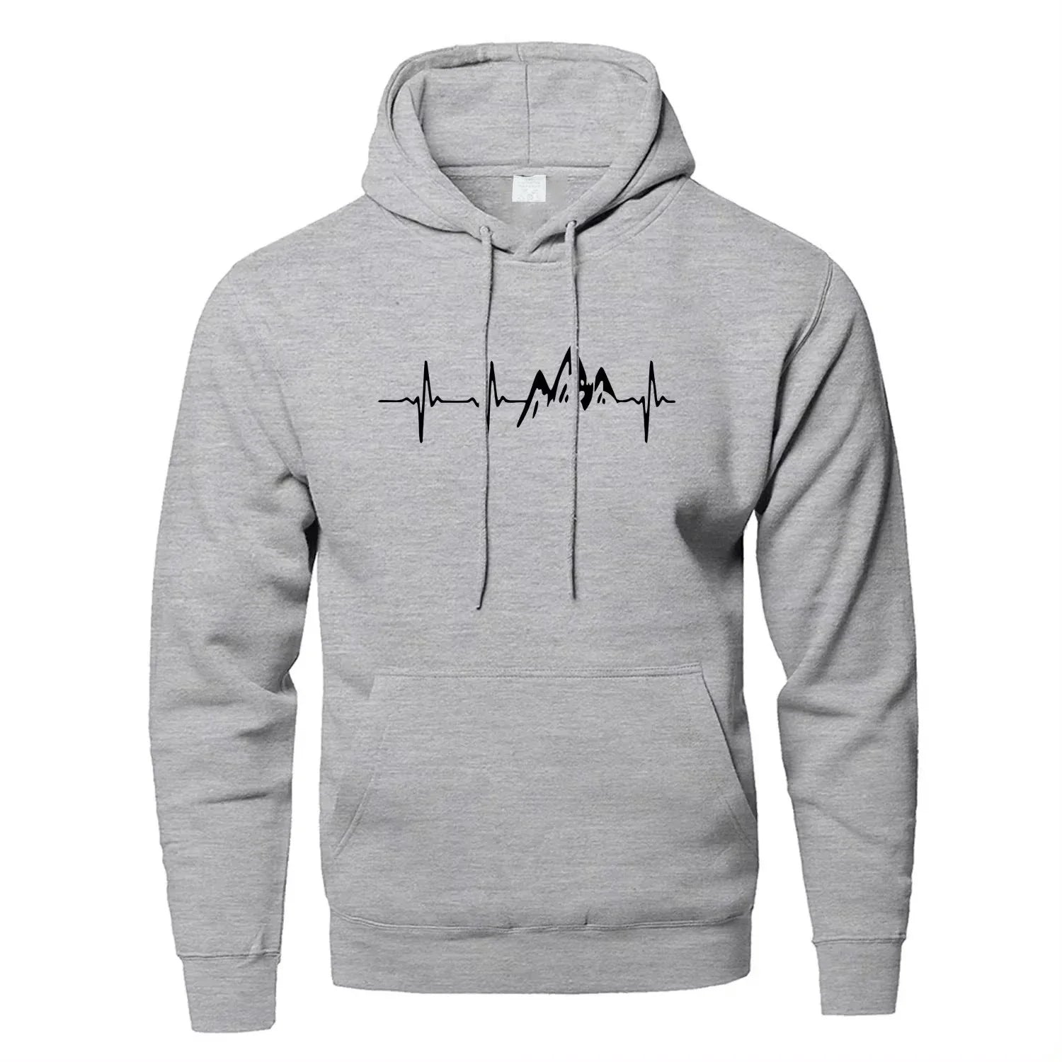 Mountain Heartbeat Hoodies teens Sweatshirt Autumn Long Sleeve Hooded Sweatshirt Hoodie Black Gray Sportswear