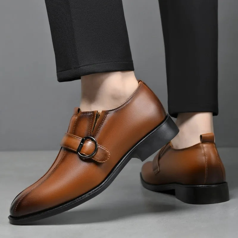 Designer Large Size 38-47 Mens Dress Shoes Fashion Solid Color Wedding Shoes Male Spring Autumn Buckle Designer Man Leather Shoe