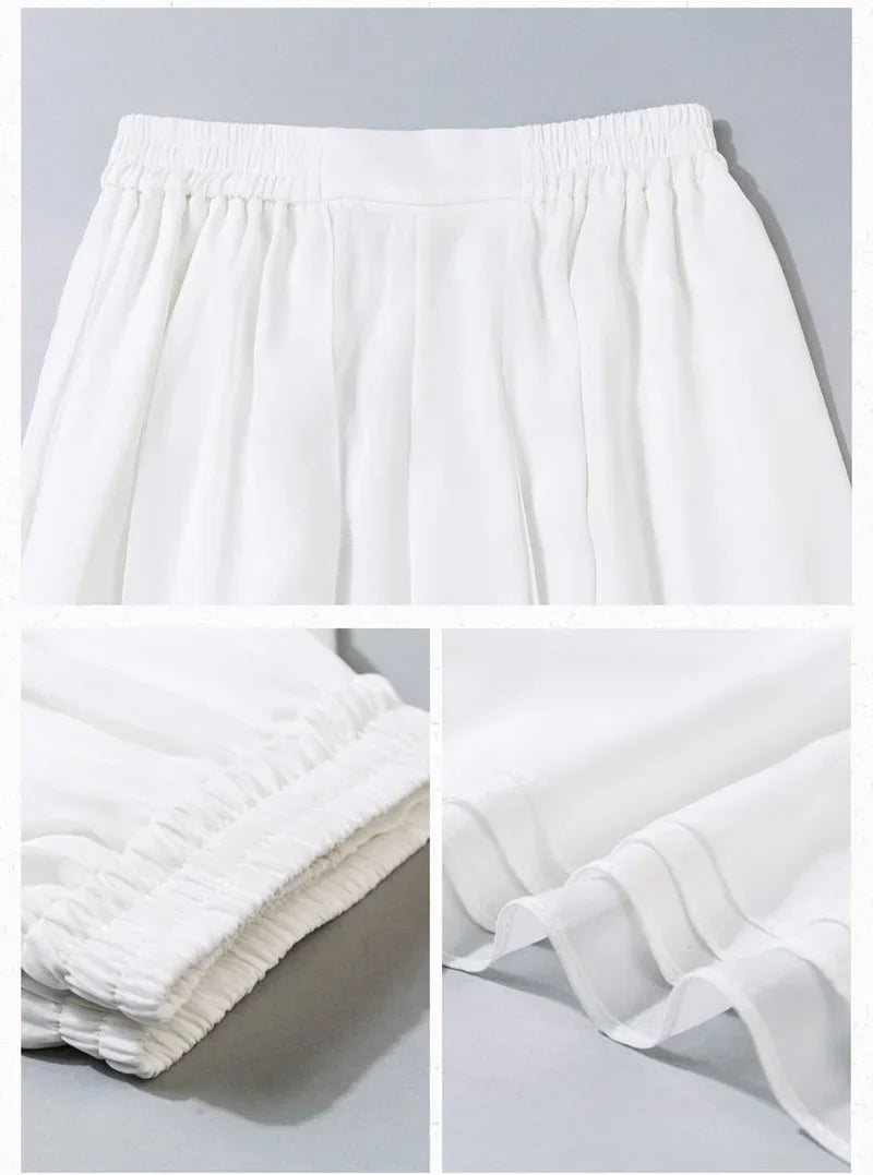 Women Chinese Classical Dance Clothing Female Elegant Trousers Practiice Clothes Modern Elastic Waist Ethnic Pants White Black