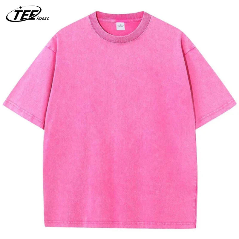 Summer Washed T Shirt Men Women Cotton Loose O-Neck Oversized Tee Couple Korean Y2k Tops Casual Vintage Short Sleeve T-shirt
