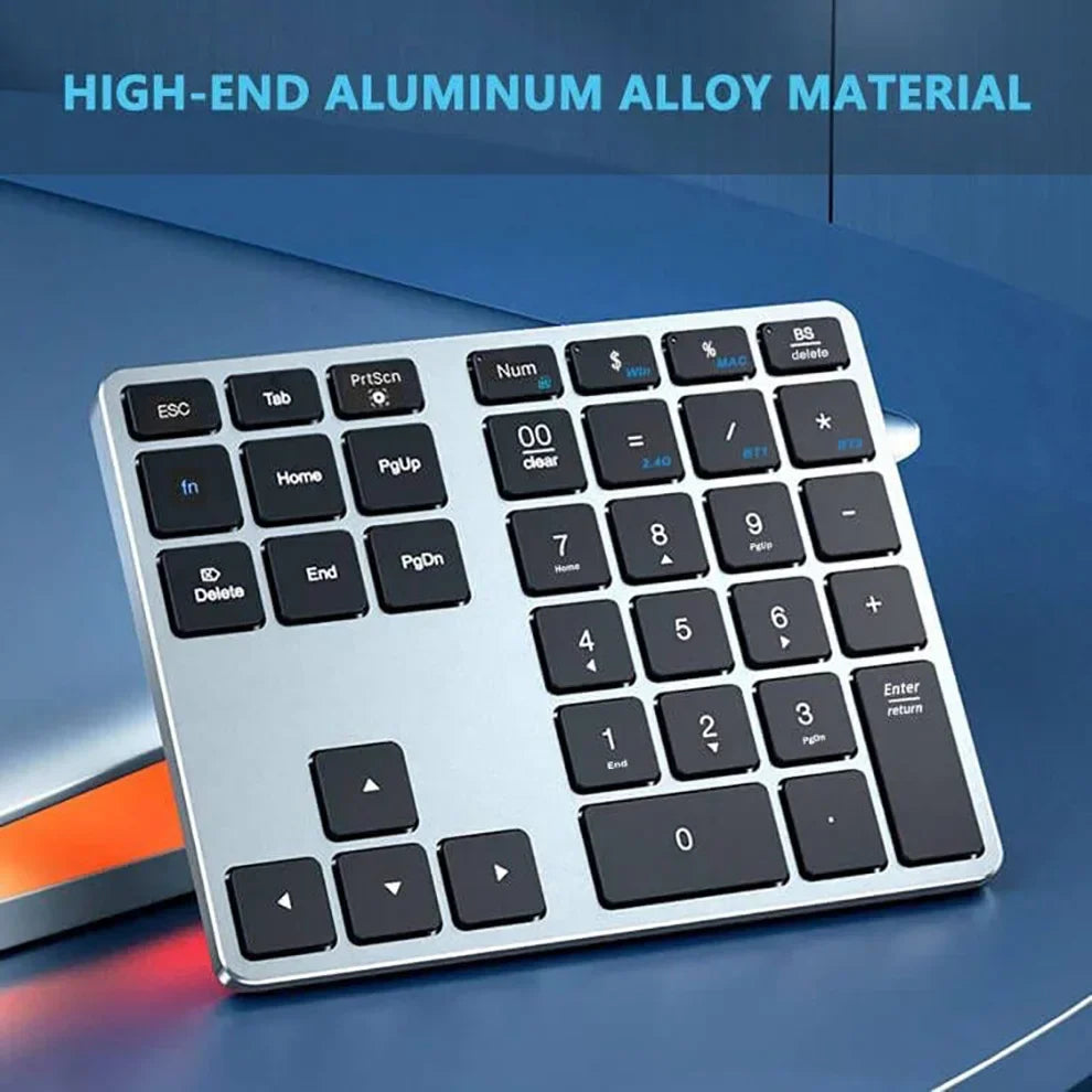 Wireless Number Pad Rechargeable Bluetooth Numeric Keyboard For Mac Windows 35-Keys Aluminum Numpad Keypad For Accountants