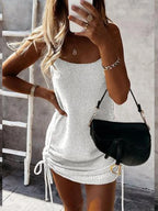 Women Spaghetti Strap Knitted Dress Fashion Solid Summer Sleeveless Sexy Mini dresses for lady Bodycon sweater mini dresses