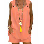 Women's Plus Size 1XL-5XL Two-Piece Solid Chic Casual Set Comfortable Crew Neck Tank Top Grommet Eyelet Detail & Trendy Shorts