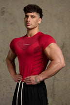 Men's T-Shirts Sports Fitness Trainer Clothe Quick Dry Breathable Stretch Tights Joggers Outdoor Casual Short Sleeves
