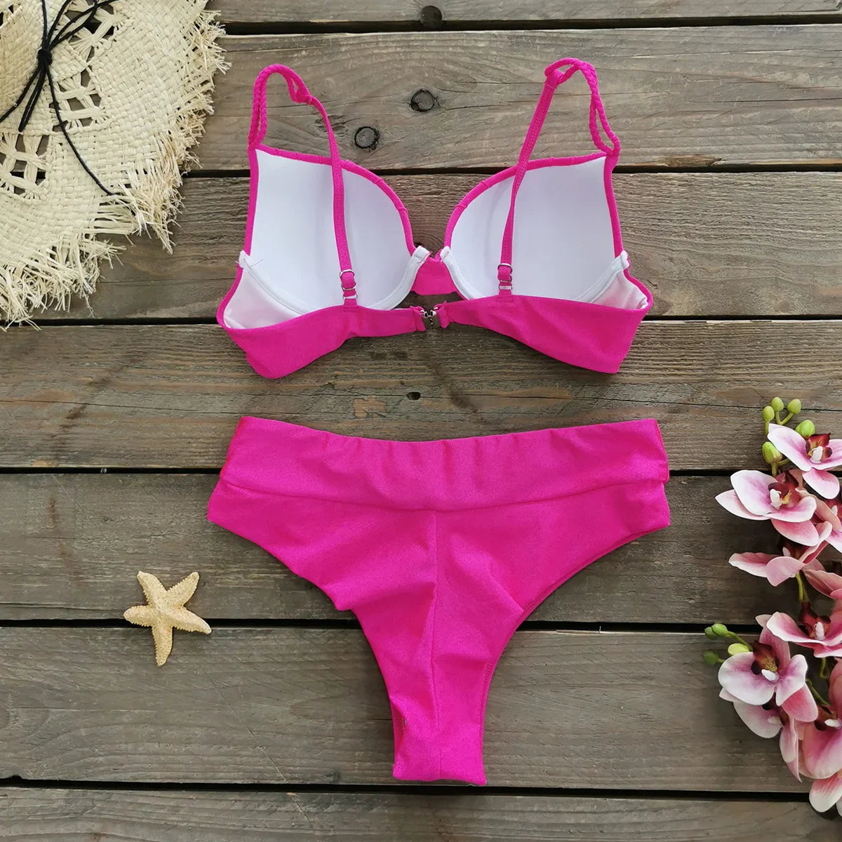 Cheap Push Up Bikinis Women Swimsuits  Solid Padded Women Swimwear Vintage Female Swimsuit High Waist Biquini Bathing Suit