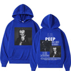 Hip hop rapper Lil Peep patterned hoodie high-quality fashion pullover men's and women's street fashion retro hooded sweatshirt