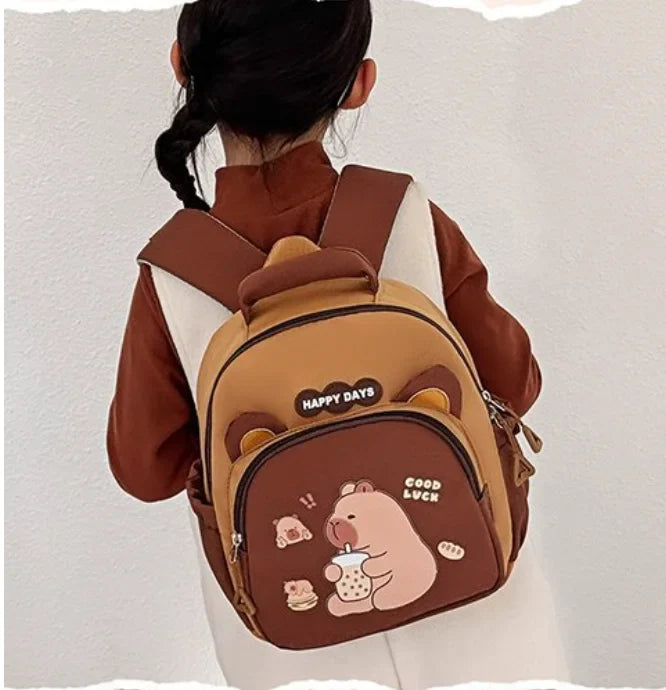 Children Capybara School Bag Cute Fashion Boy Girl Backpack Kids Kindergarten Rucksack Baby Gift