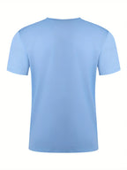 Summer men's 100% pure cotton casual loose fit plus size moon landing pattern printed round neck short sleeved T-shirt top