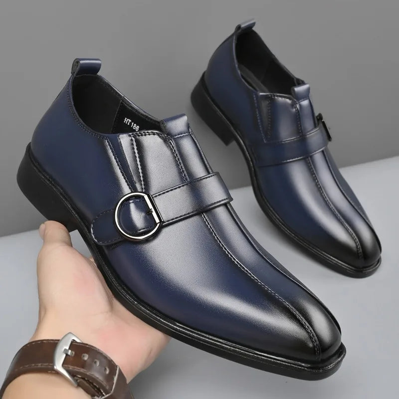 Designer Large Size 38-47 Mens Dress Shoes Fashion Solid Color Wedding Shoes Male Spring Autumn Buckle Designer Man Leather Shoe