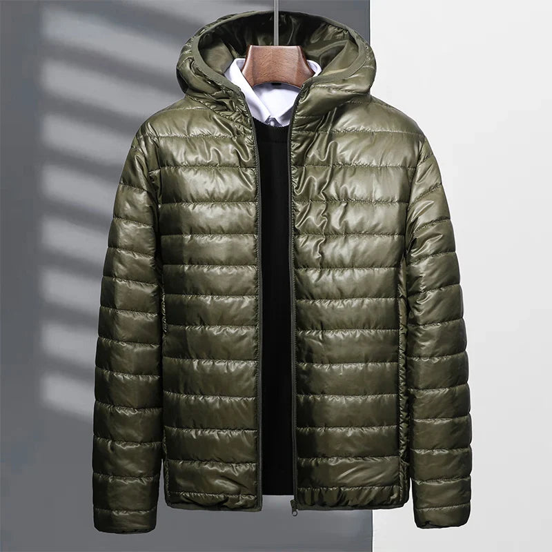 Men's cotton coat hooded jacket striped lightweight design 2024 autumn and winter loose oversized warm jacket cotton jacket top