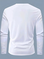 Men's 100% pure cotton comfortable casual loose oversized MALINO ITALIA printed sports round neck long sleeved T-shirt top