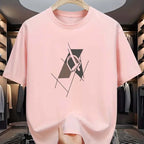 Men's summer 100 cotton fashionable casual sports loose plus size letter pattern printed round neck short sleeved T-shirt