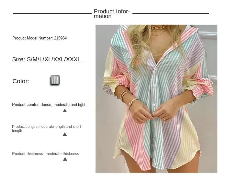 New Women's Spring Summer Printed Long Sleeve Lapel Casual Shirt Dress Ladies Single-breasted Cardigan Irregular Mini Dress 2022