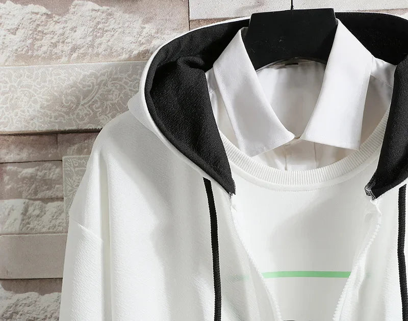 Casual Men's Sport Suit Loose Fit Hooded Cardigan Sweatshirt Pants Set Spring Autumn Season Stylish Outfit