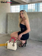 Weird Puss Party Strapless Dress Women Patchwork Mesh Summer Trend Sleeveless Midnight Sexy Hip Mini Bodycon Skinny Clubwear