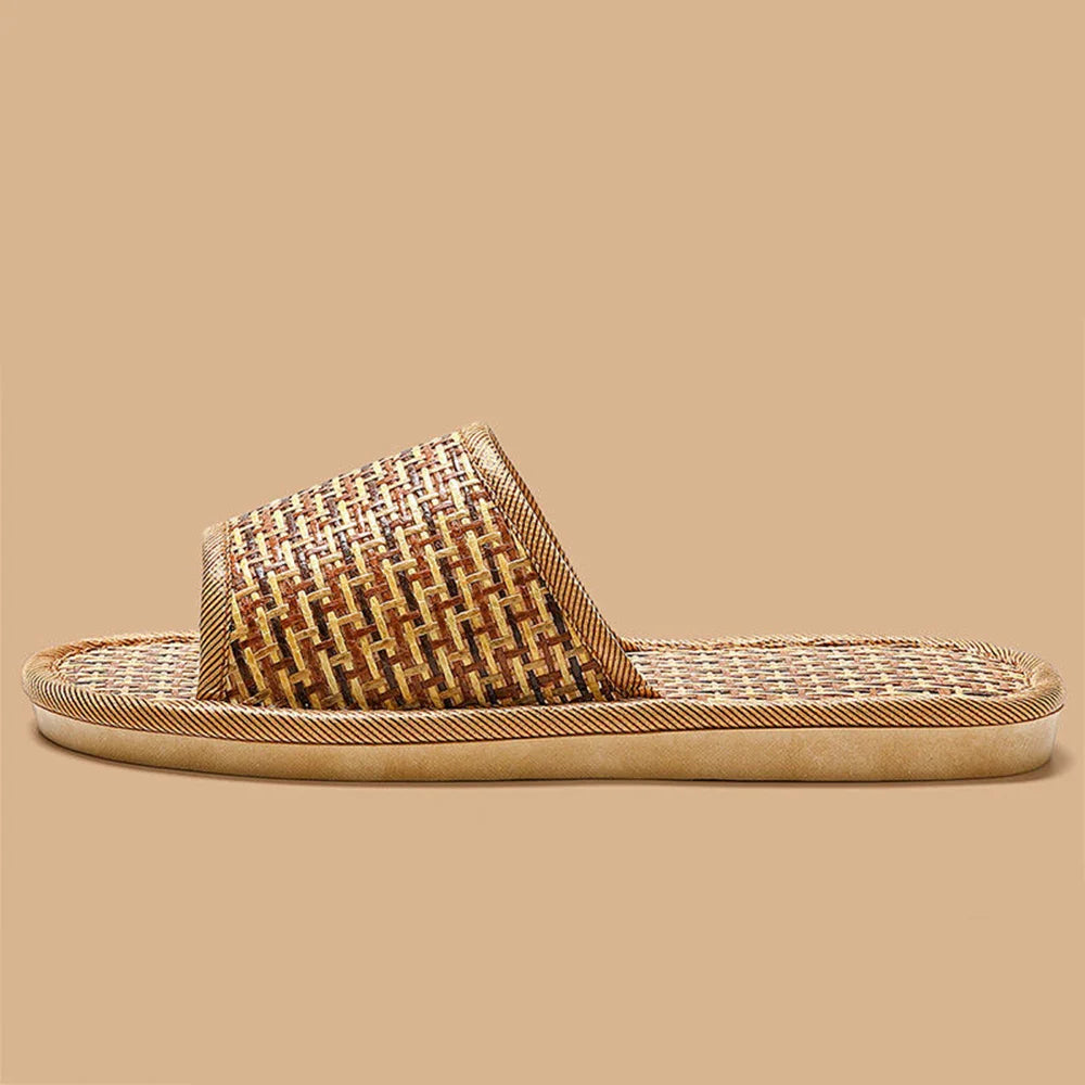 BASATU Women And Men Slippers Non-Slip Home Rattan Grass Indoor Couple Home Men And Women Spring And Summer Bamboo Woven Sandals