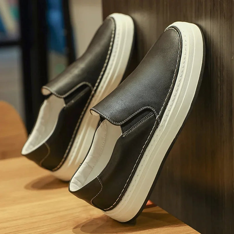 High Quality Brand Men's Genuine Leather Shoes Soft Soles Comfortable Loafers Non Slip Outdoor Men's Flat Shoes Free Delivery