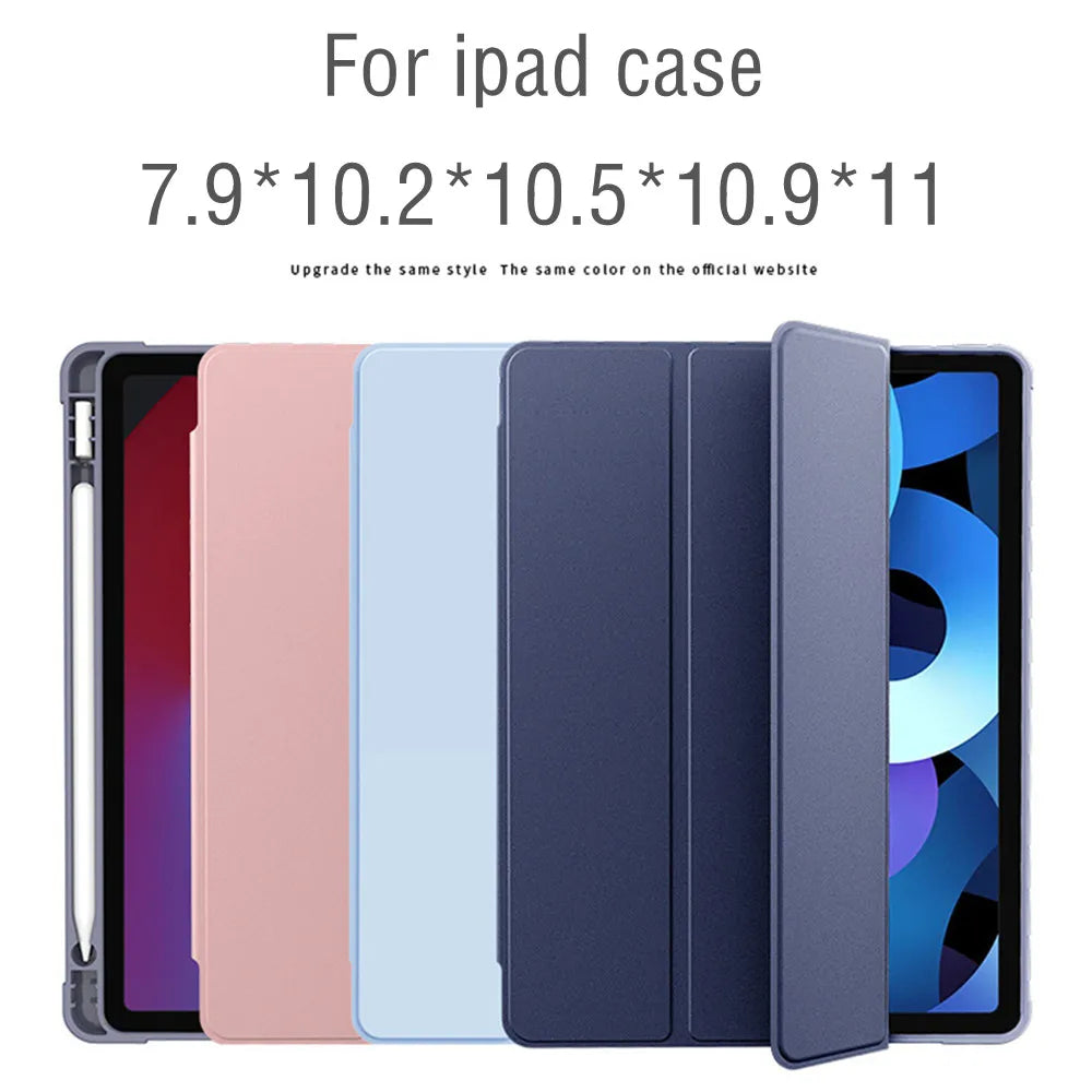 With Pencil Holder Funda for New iPad 10.2 iPad Air 5th/4th Generation 10.9 iPad Air11 M2 Pro11 M4 2024 Air1 2 2017 2018 7 8 9th