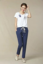 Women Pants Spring Summer Casual Harem Pants Cotton Elastic waist Harem Ankle-Length Trousers high quality for Female ladys