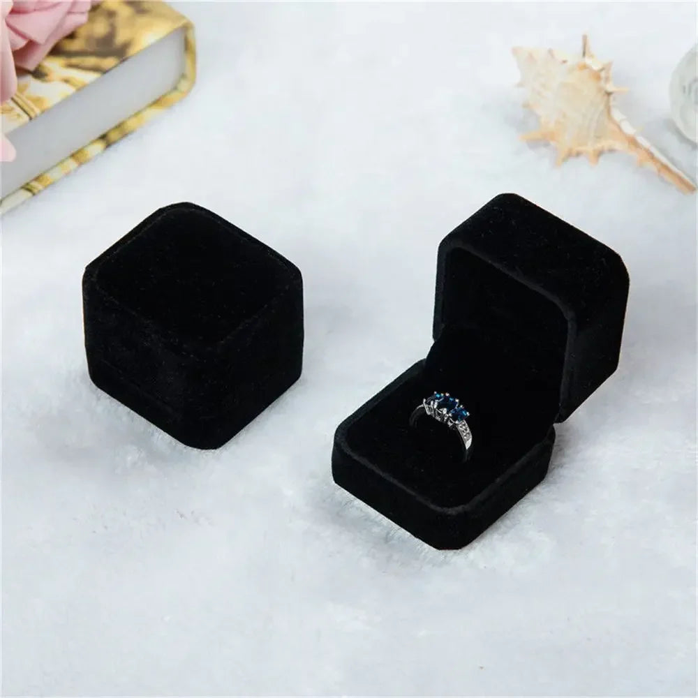 Vintage Double Slots Ring Jewelry Box For Wedding Proposal Engagement Ring Box Gift Organizer Storage PU Leather Packaging Case
