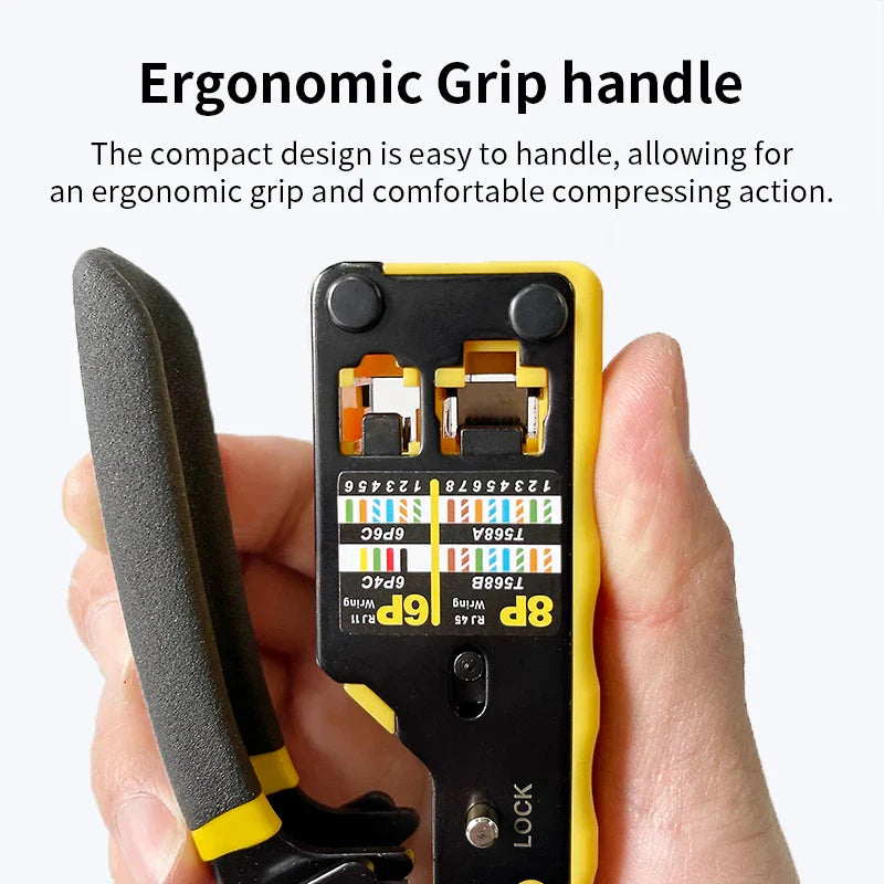 ZoeRax RJ45 Crimping Tool Ethernet Crimper for Cat6 Cat5 Cat5e RJ45 Pass Through Connectors and RJ12 Ends