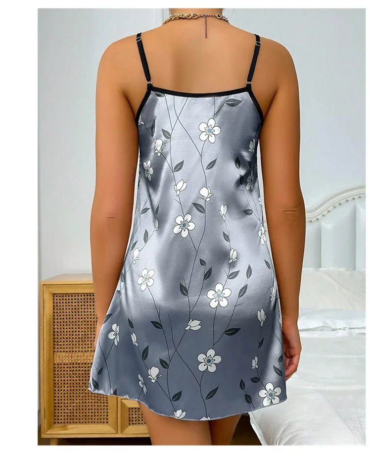 Women Nightdress Sexy Sleepwear Pajamas Nightgowns Slip Skirt Loungewear Nightie Ladies Summer Casual Home Clothes Pyjama Femme