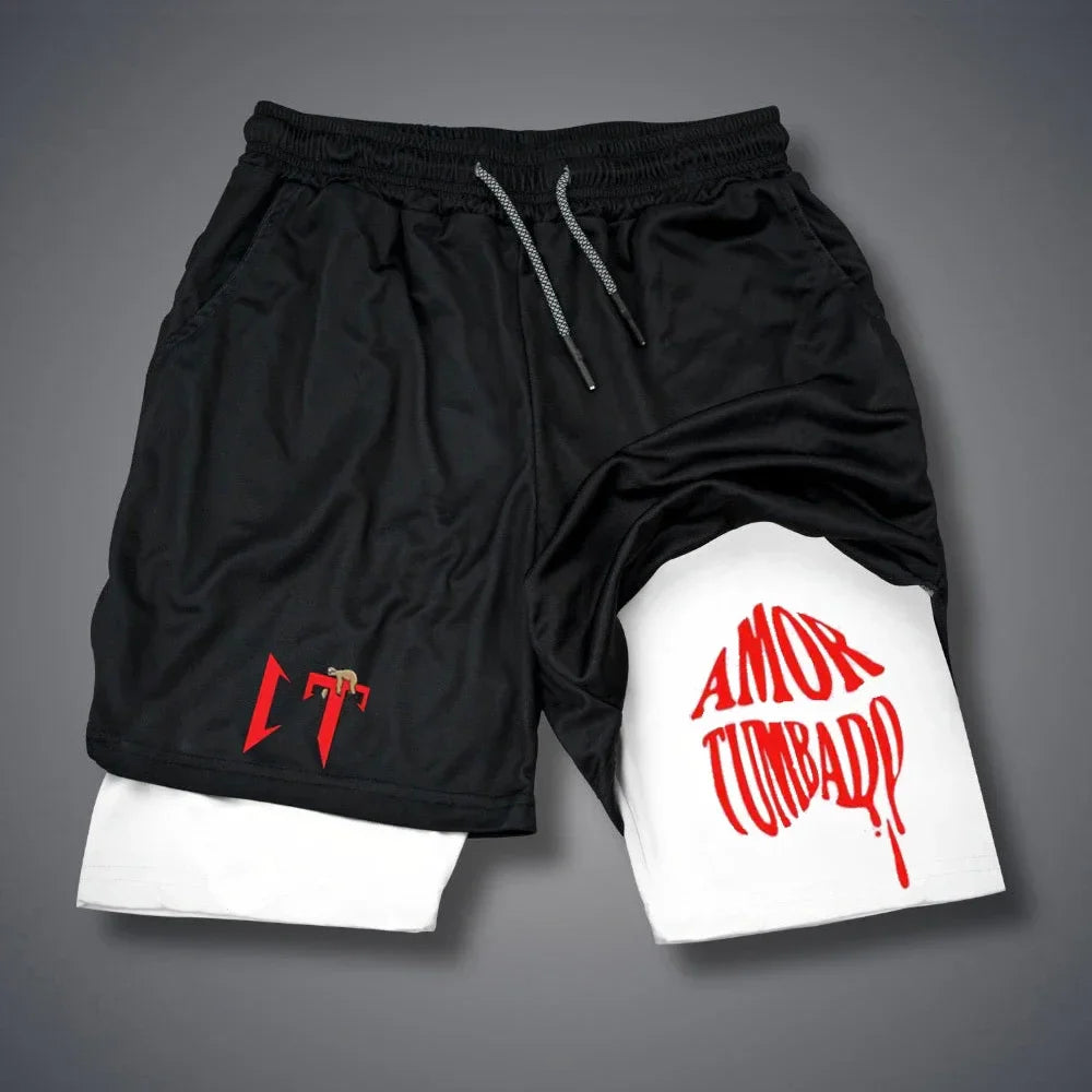 Natanael Cano Amor Tumbado Shorts Men's 2-in-1 Compression Shorts Funny Fitness Gym Short Pants Double-deck Quick Dry Sportswear