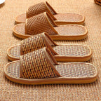 BASATU Women And Men Slippers Non-Slip Home Rattan Grass Indoor Couple Home Men And Women Spring And Summer Bamboo Woven Sandals