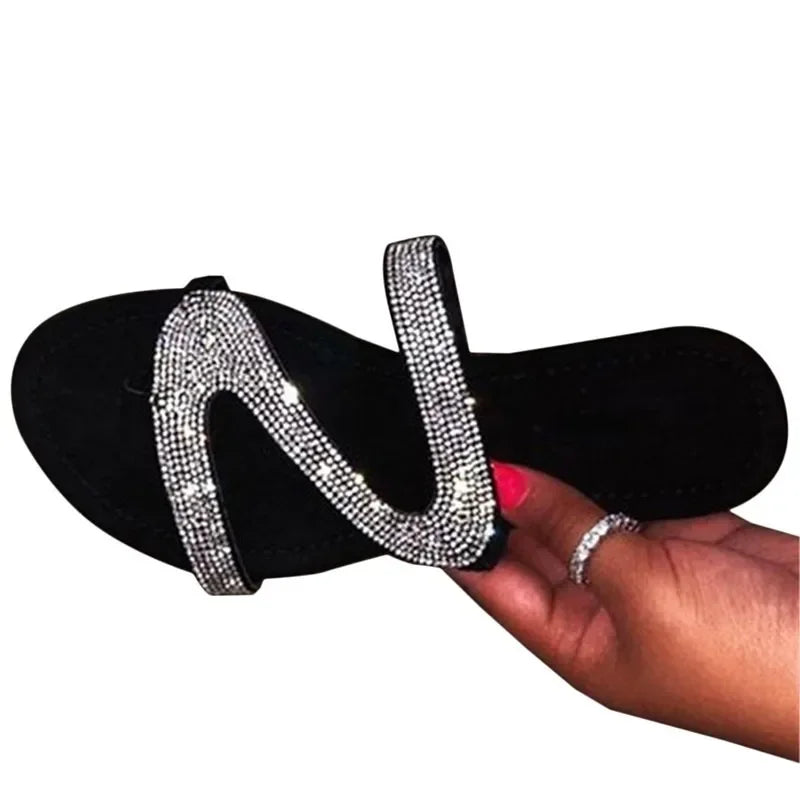 Women Summer Flat Bling Slippers Female Flip Flops Sandals Outdoor Beach Women Sandals  Glitter Shoes for Women 2024