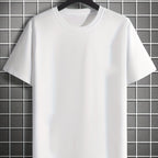 Men's Summer Loose Size 100% Cotton Rose Print Casual Slim Fit Round Neck Short Sleeve T-shirt Top