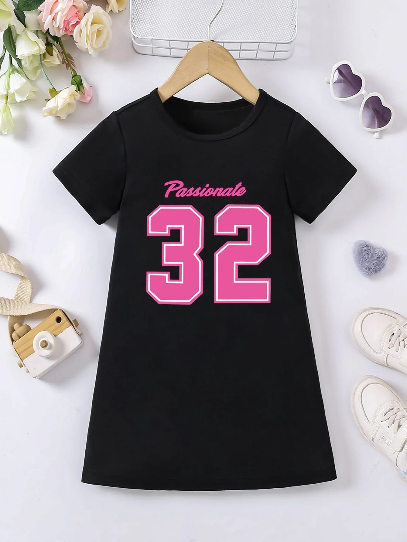 Girls' printed pattern dress, solid color versatile, lightweight matching, suitable for outdoor, home, travel, birthday gifts