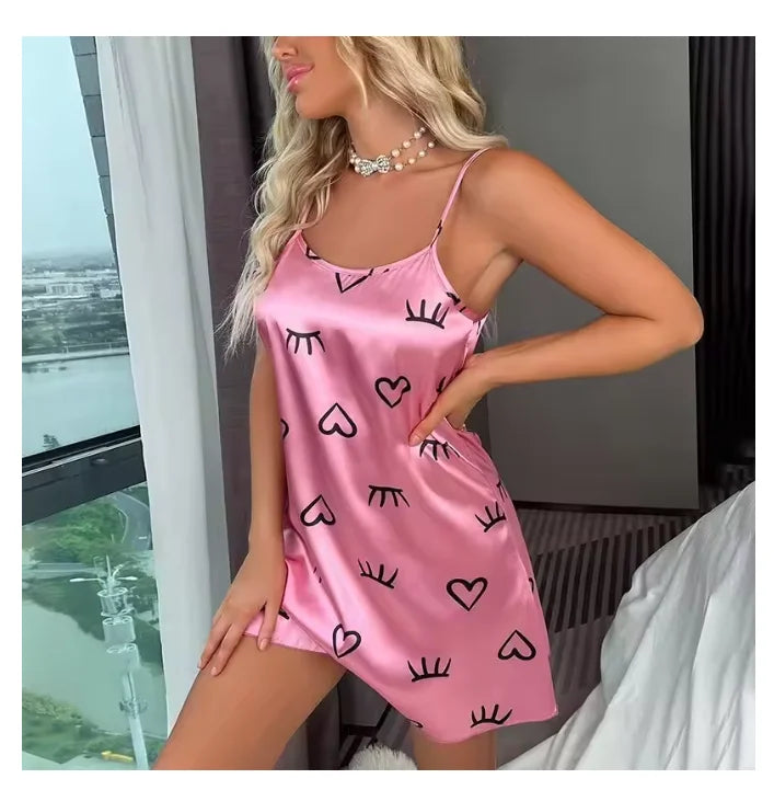 Women Sexy Sleeveless Nightdress Satin Chemise Lingerie Sleepwear Night Dress Cami Slip Dress Nightwear Nightgowns