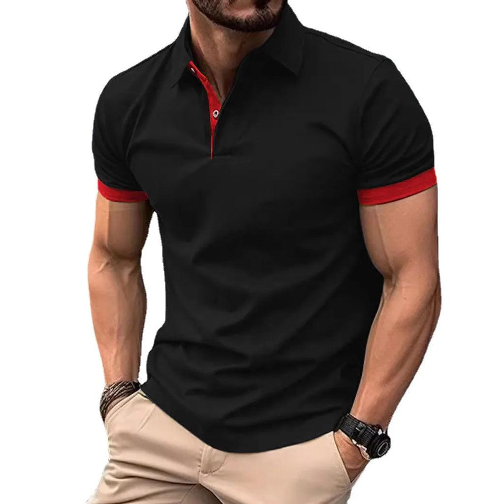 Summer Men Polo Shirts Men Short Sleeve Shirt Contrast Color Lightweight Streetwear Casual  Lapel Collar Tops