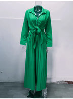 Autumn Winter Fashion V-neck Long Sleeve Elegant Blouse Print Lapel Top Women Solid Color Loose Casual Wide Leg Jumpsuit