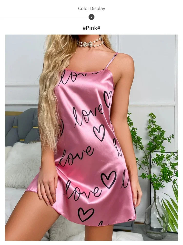 Women Sexy Sleeveless Nightdress Satin Chemise Lingerie Sleepwear Night Dress Cami Slip Dress Nightwear Nightgowns