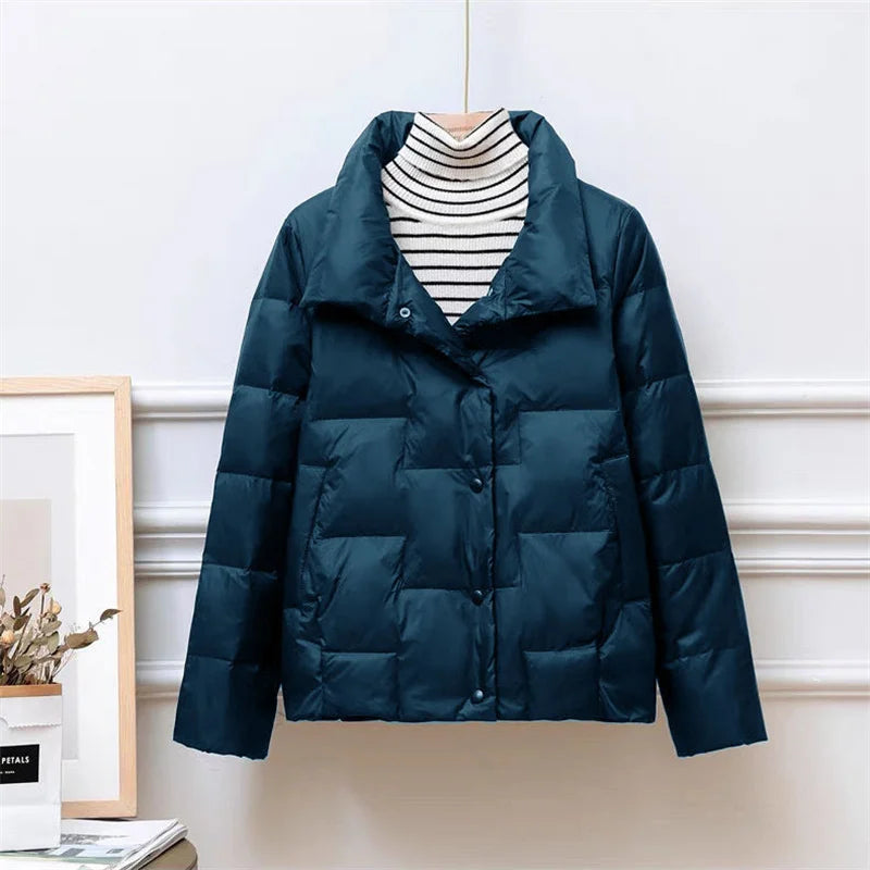 Women's Parkas Autumn Winter stand-up collar Lightweight thin Short 2025 New Female Loose Cotton Jacket Leisure Overcoat 5XL