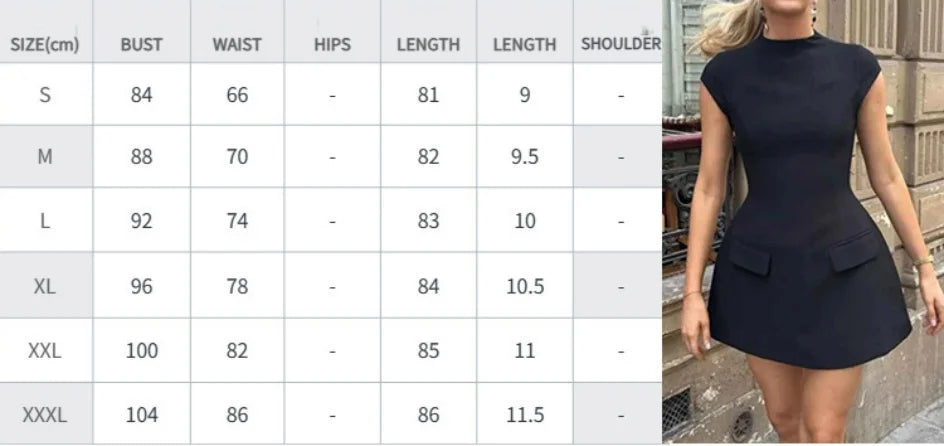 Elegant 2025 New Mini Dresses Fashion Women Black Solid Basic Pocket O-Neck Slim Fit Bodycon Casual High Waist Zipper Vestidos