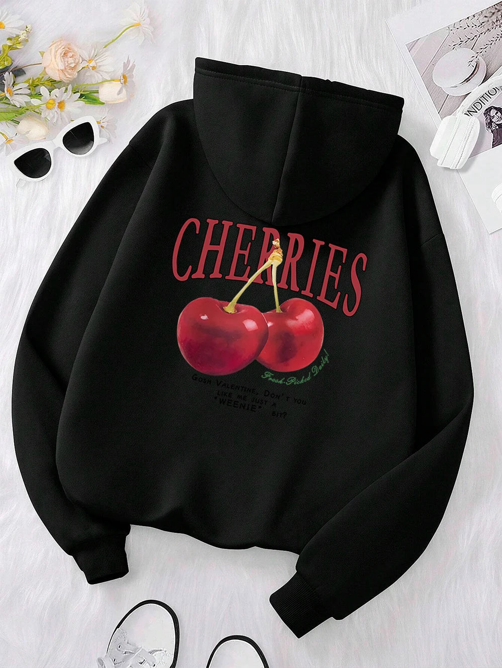 Cherries Cosh Valentine Funny Print Hoody Men Women Hip Hop Pullover Hoodie Loose Warm Sweatshirt Fashion Fleece Clothing Couple