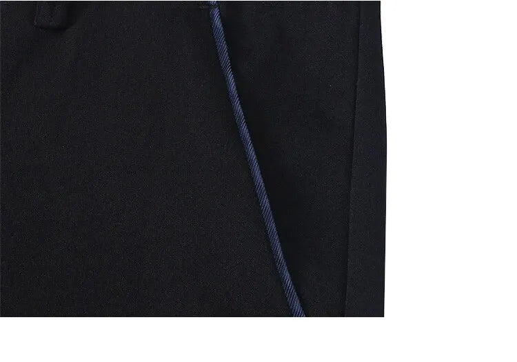 Men's Elastic Straight Pants Business Casual Long Suit Pants Male Formal Trousers Solid Colors Black BLue