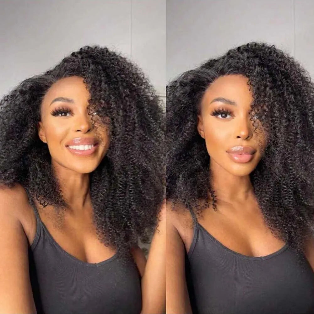 Geeta Half Wigs Human Hair Kinky Curly 3 In 1 Human Hair Wig Seamless Flip Over Half Wig Beginner Friendly Curly Wigs for Women